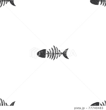 Fish Bones Seamless Pattern Fish Skeleton のイラスト素材