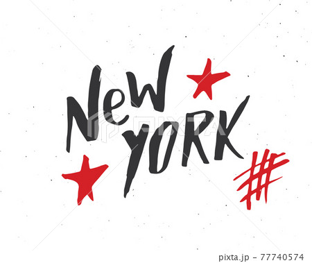 New York lettering handwritten sign, Hand drawn grunge calligraphic text. Vector illustration New York lettering handwritten sign, Hand drawn grunge calligraphic text. Vector illustration 77740574