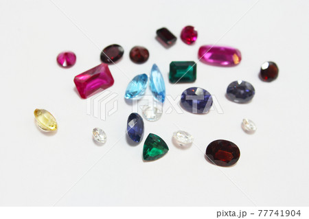 Gems and Gemstones on white background Gems and Gemstones on white background 77741904