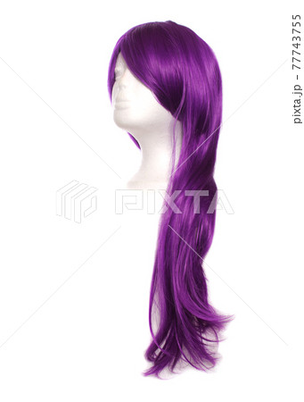 Purple Anime Style Wig on White Purple Anime Style Wig on White 77743755