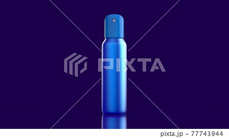 Blue Blank Spray Bottle on Blue Background. 3D rendering illustration 77743944