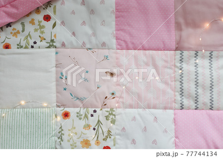 Pink patchwork blanket. Baby bedding. Bedding and textile for nursery. Nap and sleep time Pink patchwork blanket. Baby bedding. Bedding and textile for nursery. Nap and sleep time 77744134
