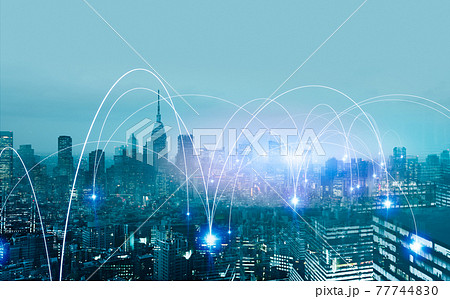 未来風の夜景 77744830