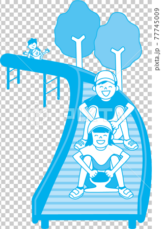 Children Enjoying The Roller Slide Stock Illustration