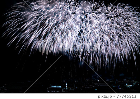 高崎花火コンクール21 若手花火師の祭典 コロナ禍開催の写真素材