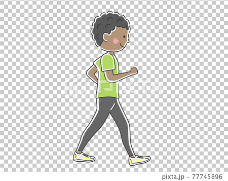 ウォーキングする男性のイラストのイラスト素材