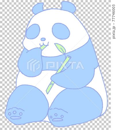 Panda sitting and eating sasa (blue) Panda sitting and eating sasa (blue) 77746003