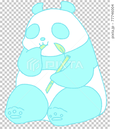 Panda sitting and eating sasa (light blue) Panda sitting and eating sasa (light blue) 77746004