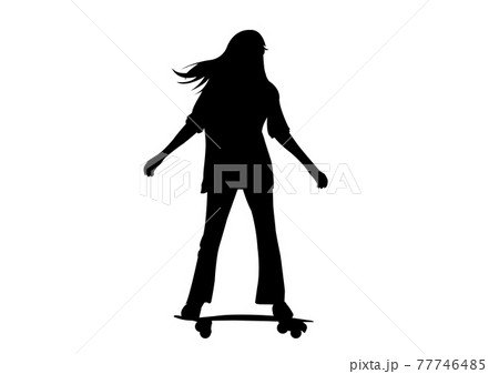 vector image Silhouette girl riding a skateboard or surf skate illustration white background vector image Silhouette girl riding a skateboard or surf skate illustration white background 77746485