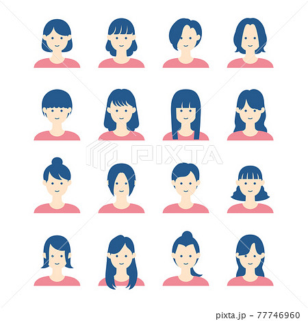 女性のイラストアイコンセット 女性のイラストアイコンセット 77746960