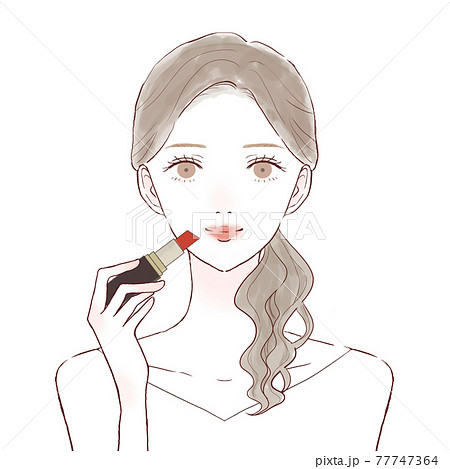 口紅を塗る女性のイラスト素材