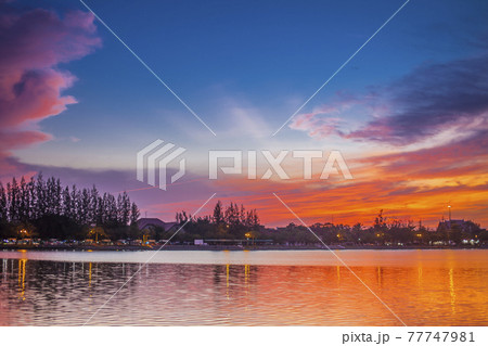 Sunset in the Park udonthani thailand. Sunset in the Park udonthani thailand. 77747981