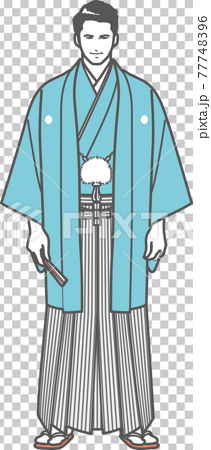 紋付袴を着た男性のイラスト素材
