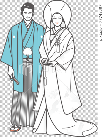 新娘和新郎在白色固體和冠rest 77748397