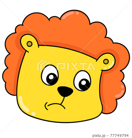 Gloomy Lion Head Emoticon Doodle Icon Drawingのイラスト素材