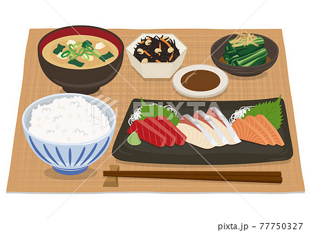 和食 刺身定食 3種盛り のイラスト素材