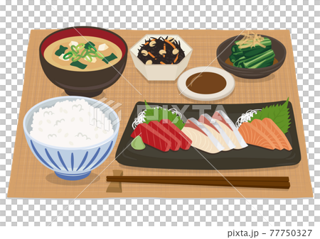 Japanese food / sashimi set meal (3 types) 77750327