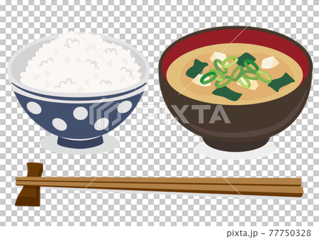 Japanese food / rice and miso soup 77750328