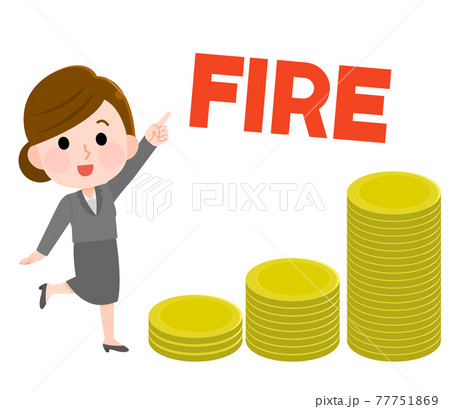 FIRE  早期リタイアを目指す女性　イラスト 77751869