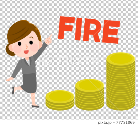 FIRE  早期リタイアを目指す女性　イラスト 77751869