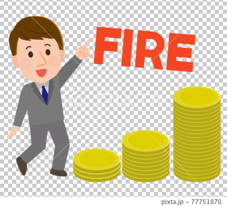 FIRE  早期リタイアを目指す男性　イラスト 77751870