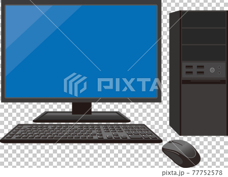 Desktop PC set blue - Stock Illustration [77752578] - PIXTA