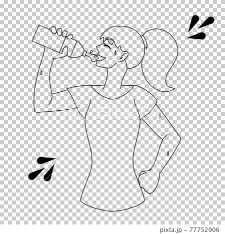 水化PET瓶汗女性線描 水化PET瓶汗女性線描 77752906
