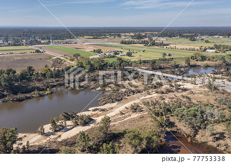 Drone aerial photograph of the Nepean River in Yarramundi Reserve in regional Australia 77753338