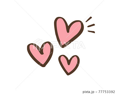 かわいいバレンタインのハート Heart 愛 手書き文字イラストのイラスト素材