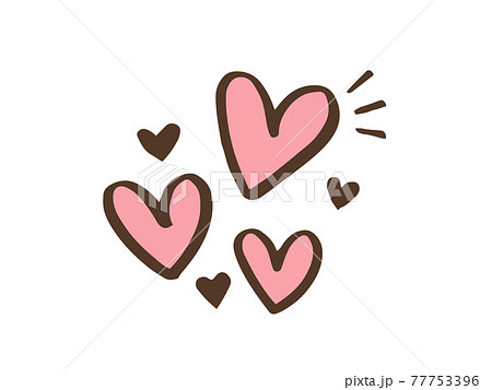 かわいいバレンタインのハート Heart 愛 手書き文字イラストのイラスト素材