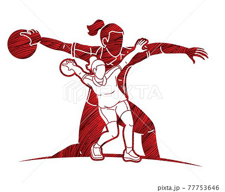 Bowling Sport Players Women Bowler Action Cartoon Graphic Vector 77753646