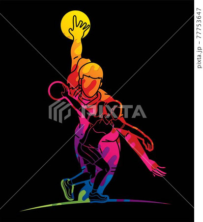Bowling Sport Players Women Bowler Action Cartoon Graphic Vector 77753647