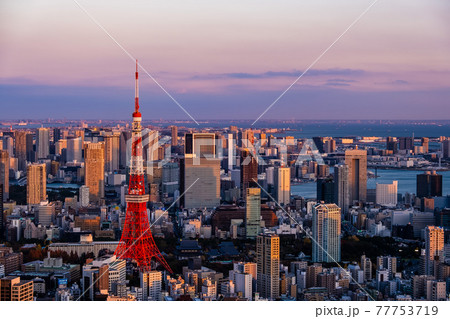 夕方の東京の風景 77753719
