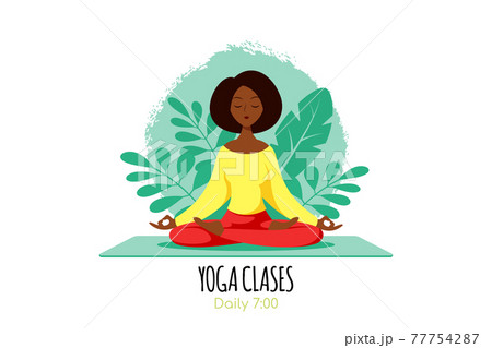Young Woman in Lotus Pose Pratices Meditation 77754287