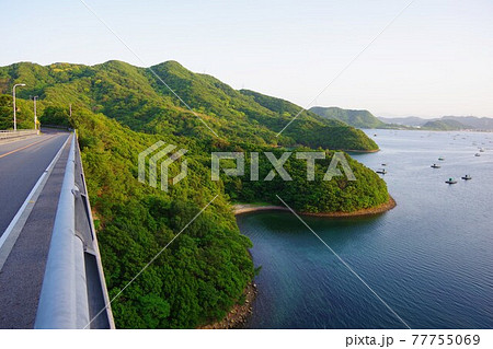 徳島県鳴門市　堀越橋と大毛島とウチノ海 77755069