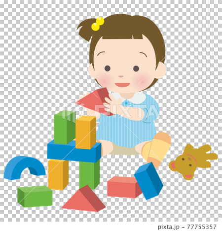 積木で遊ぶ幼女 77755357
