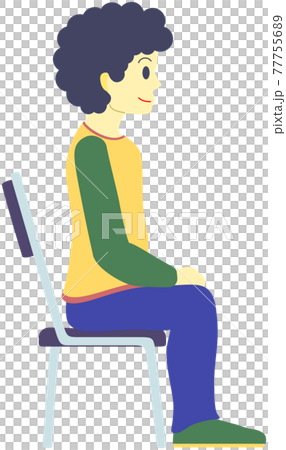 椅子に座り待機する男性のイラスト素材