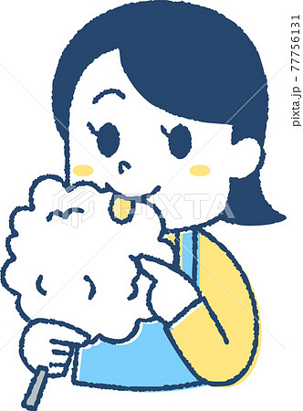 わたあめを食べる子どものイラスト素材