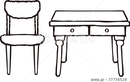 机と椅子のイラスト素材