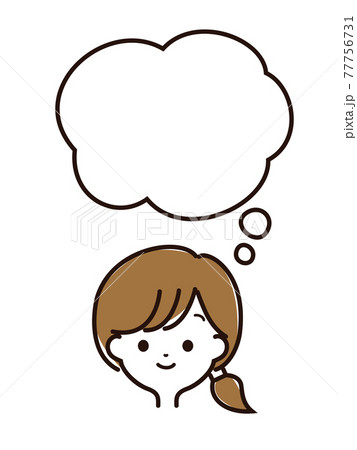 表情豊かな女性の顔と吹き出しのイラスト素材