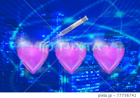 多くのハートマークとワクチン接種 多くのハートマークとワクチン接種 77756741