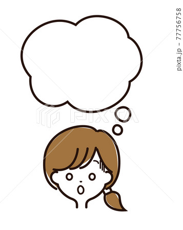 表情豊かな女性の顔と吹き出しのイラスト素材