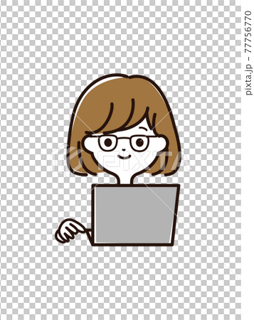 筆記本電腦和女性的臉 77756770