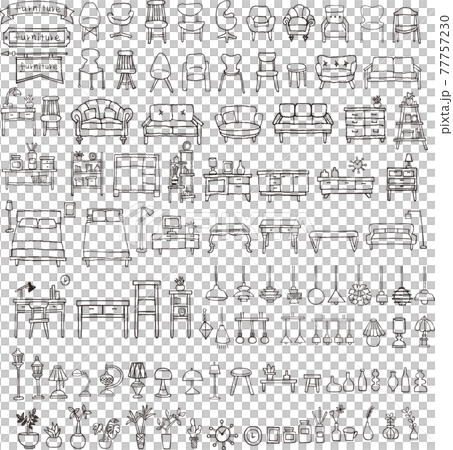 インテリア家具の手書きセット 77757230