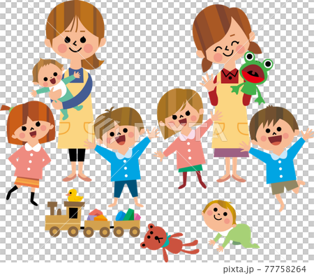 Nursery teachers and children 77758264