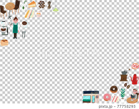 アクリル画のカフェアイコン三角フレーム 77758293