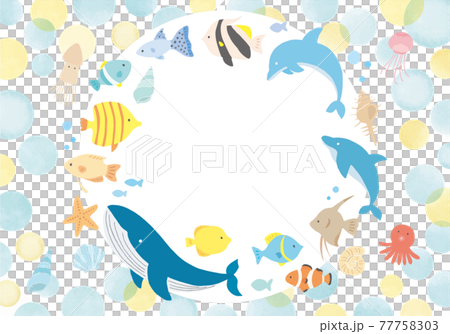 Illustration frame background material of sea creatures and seashells 77758303