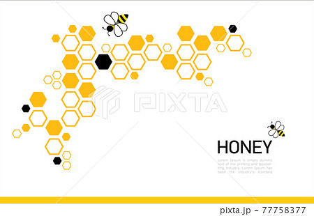 Modern Honeycomb background orange and black color. Corner border of geometric hexagons 77758377