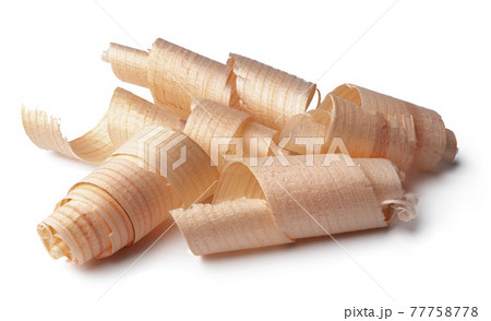 Wood shavings isolated on white background 77758778