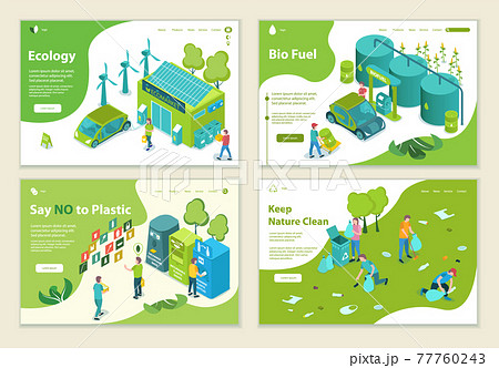 Set of Ecology and Alternative Energy concepts, website template, 3D isometric vector illustration 77760243